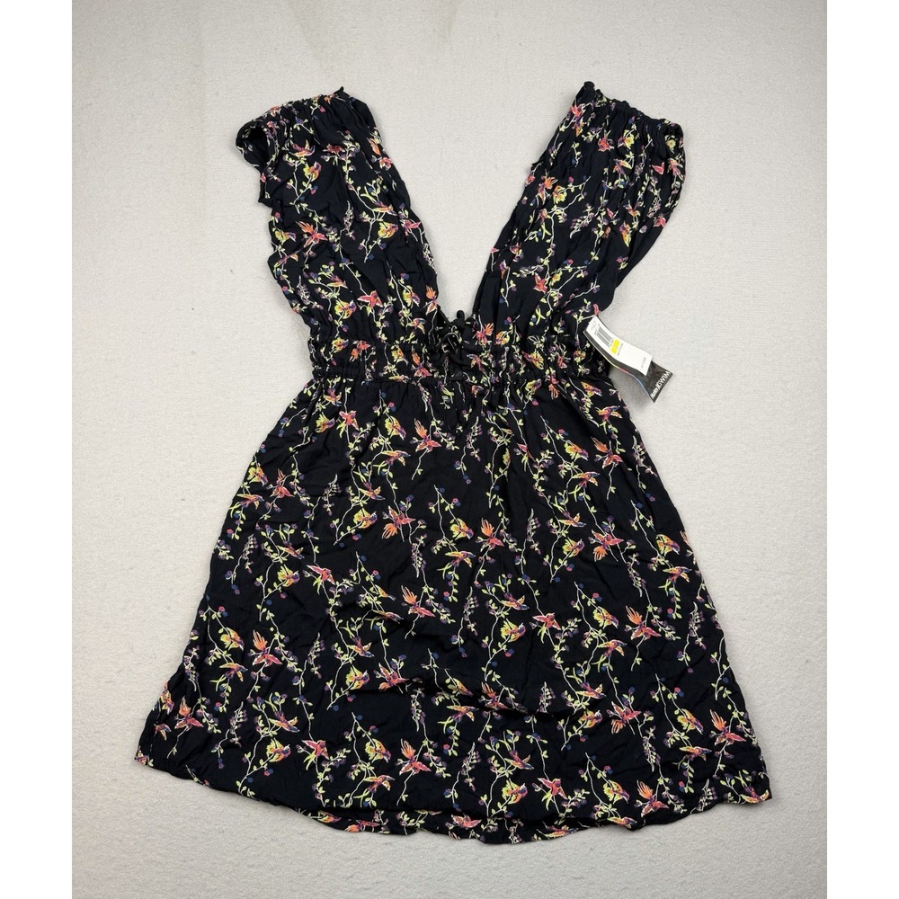 Hurley Birds of a Feather Dress Women's M Black Floral Bird Print NWT Swim Cover